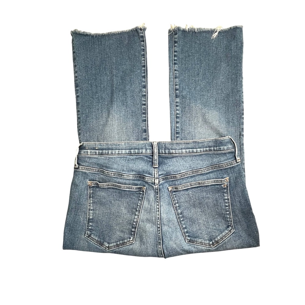 Madewell Women's Mid Rise Kick Out Jeans Size 32 Fray Hem Boot Cut Stretch